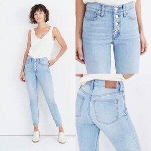 NWT MADEWELL High-rise Skinny Crop Jeans Button Front Size 31 Asbury Wash